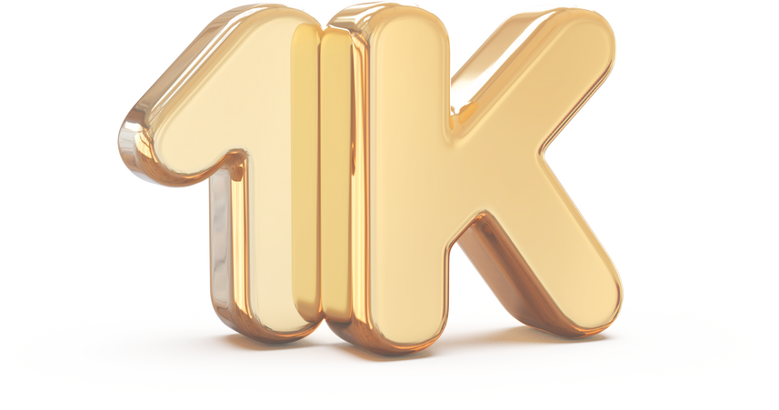 1k Follower 3d numbers element gold